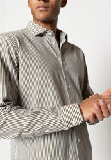 Clean Cut Copenhagen Clean formal striped shirt Skjorte L/S Army/White striped