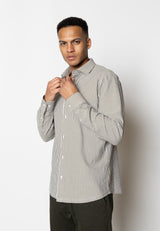 Clean Cut Copenhagen Clean formal striped shirt Skjorte L/S Army/White striped