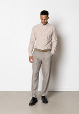 Clean Cut Copenhagen Clean formal striped shirt Skjorte L/S Warm Sand/White striped