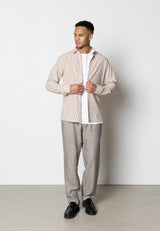 Clean Cut Copenhagen Clean formal striped shirt Skjorte L/S Warm Sand/White striped
