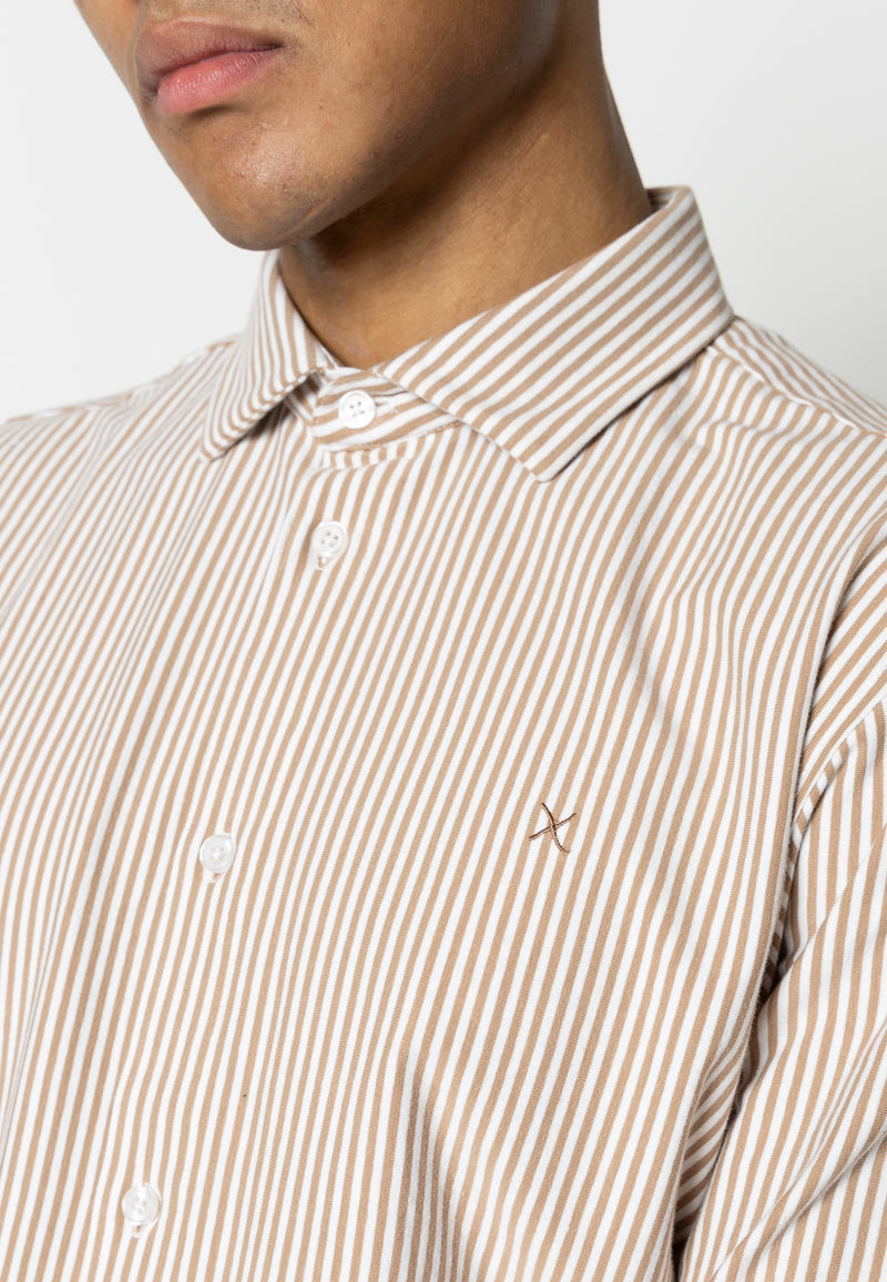 Clean Cut Copenhagen Clean formal striped shirt Skjorte L/S Warm Sand/White striped