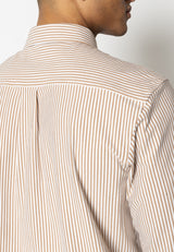 Clean Cut Copenhagen Clean formal striped shirt Skjorte L/S Warm Sand/White striped