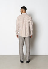 Clean Cut Copenhagen Clean formal striped shirt Skjorte L/S Warm Sand/White striped