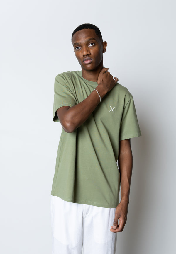 Clean Cut Copenhagen Cross organic logo t-shirt T-shirts S/S Støvet Grøn