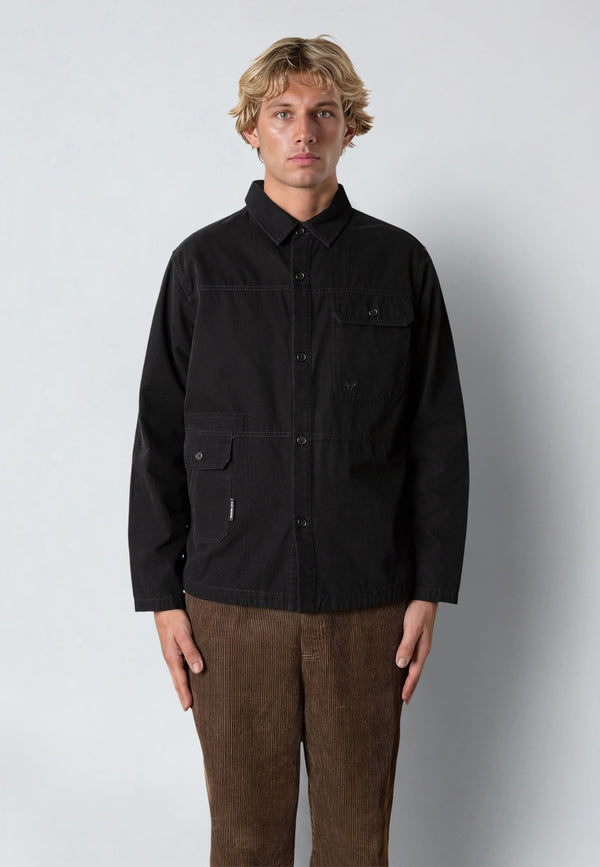 Fat Moose DERECK CANVAS OVERSHIRT Overshirts Sort