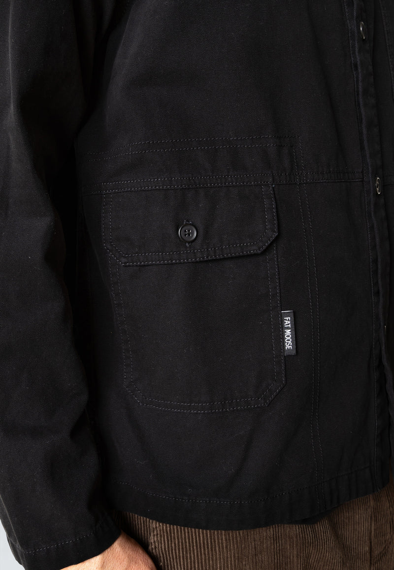Fat Moose DERECK CANVAS OVERSHIRT Overshirts Sort