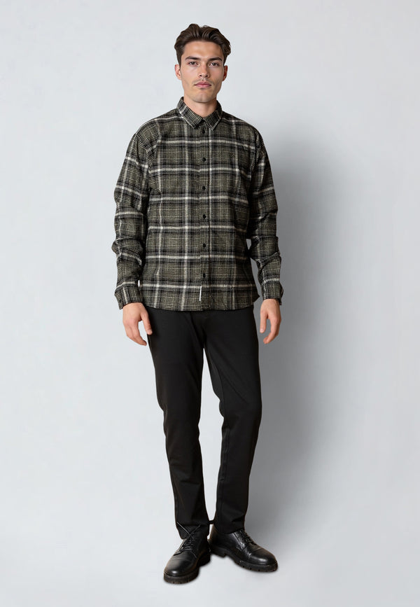 Clean Cut Copenhagen DYLAN CHECKED FLANNEL SHIRT Skjorte L/S Army/Black 01