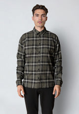 Clean Cut Copenhagen DYLAN CHECKED FLANNEL SHIRT Skjorte L/S Army/Black 01