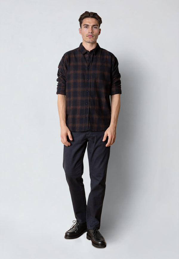Clean Cut Copenhagen DYLAN CHECKED FLANNEL SHIRT Skjorte L/S Dark navy 04