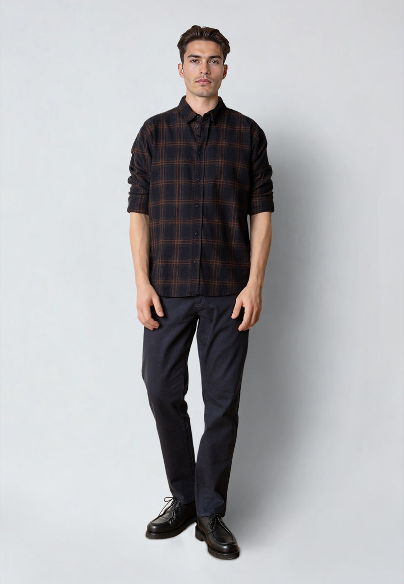 Clean Cut Copenhagen DYLAN CHECKED FLANNEL SHIRT Skjorte L/S Dark navy 04