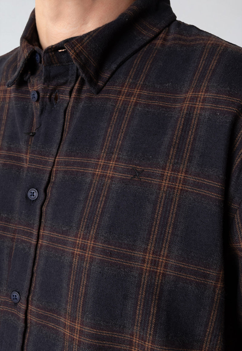 Clean Cut Copenhagen DYLAN CHECKED FLANNEL SHIRT Skjorte L/S Dark navy 04