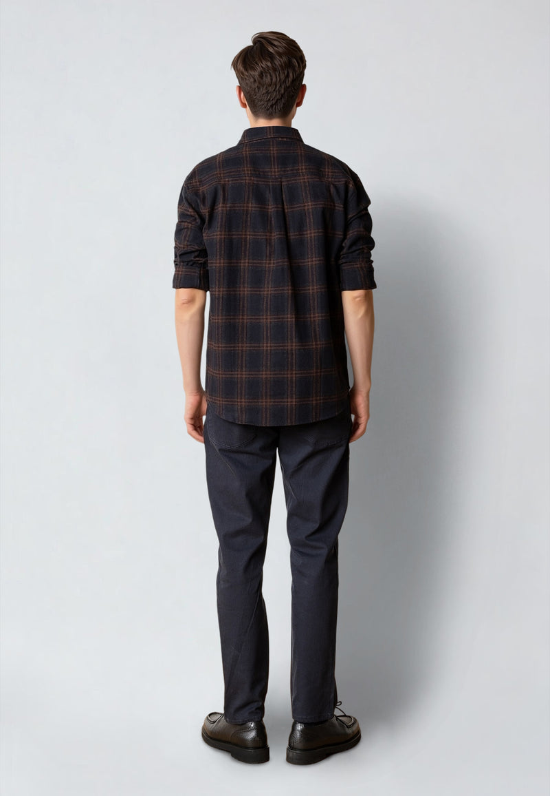 Clean Cut Copenhagen DYLAN CHECKED FLANNEL SHIRT Skjorte L/S Dark navy 04