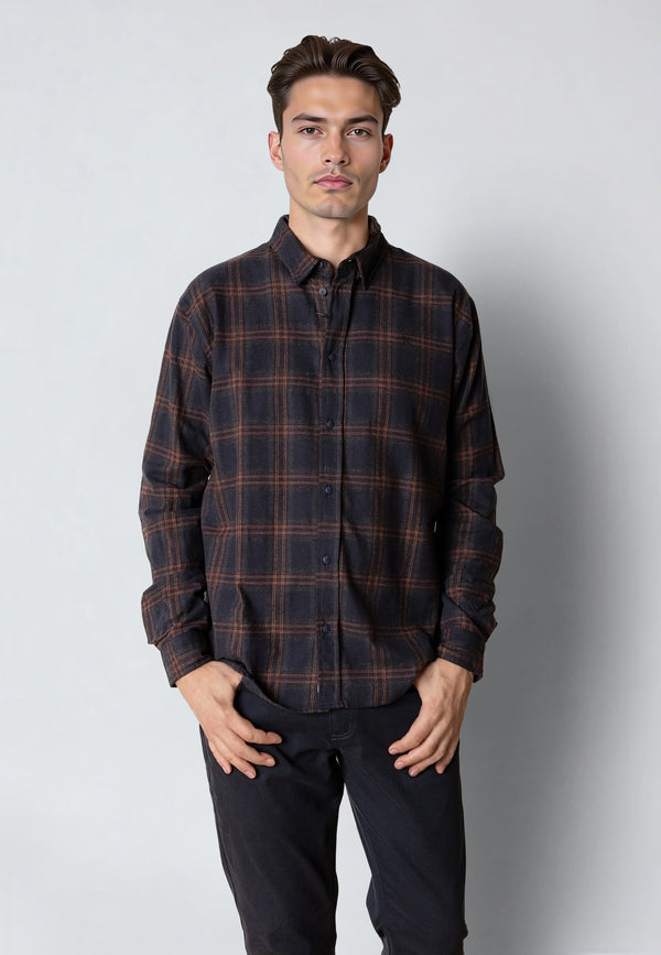Clean Cut Copenhagen DYLAN CHECKED FLANNEL SHIRT Skjorte L/S Dark navy 04
