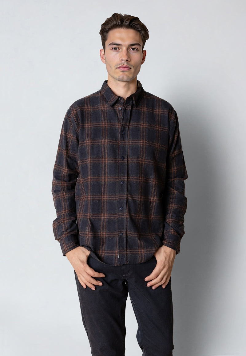 Clean Cut Copenhagen DYLAN CHECKED FLANNEL SHIRT Skjorte L/S Dark navy 04