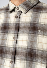 Clean Cut Copenhagen DYLAN CHECKED FLANNEL SHIRT Skjorte L/S Ecru/Brown 06