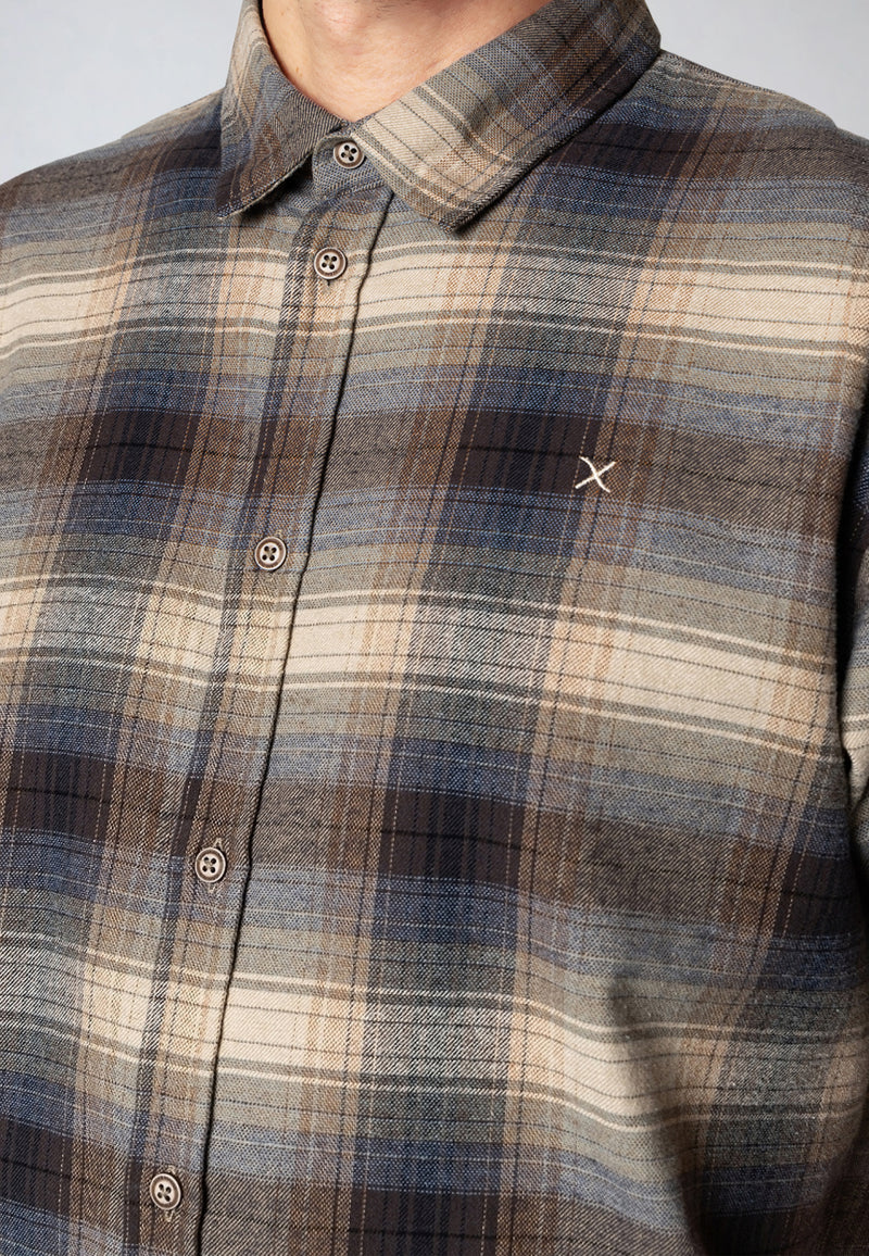 Clean Cut Copenhagen DYLAN CHECKED FLANNEL SHIRT Skjorte L/S Ecru/Navy 08