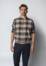 Clean Cut Copenhagen DYLAN CHECKED FLANNEL SHIRT Skjorte L/S Ecru/Navy 08
