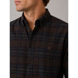 Clean Cut Copenhagen DYLAN CHECKED FLANNEL SHIRT Skjorte L/S Dark brown/Grey melange