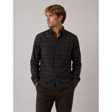 Clean Cut Copenhagen DYLAN CHECKED FLANNEL SHIRT Skjorte L/S Dark brown/Grey melange