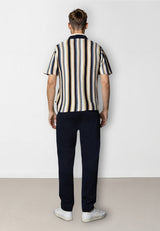 Clean Cut Copenhagen Daniel knitted shirt Skjorte S/S Ecru/Blue striped