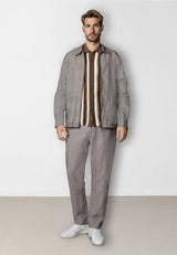 Clean Cut Copenhagen Daniel knitted shirt Skjorte S/S Ecru/brown stipe