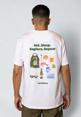 Fat Moose EAT SLEEP REPEAT T-SHIRT T-shirts S/S Hvid