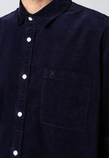 Clean Cut Copenhagen FERRIS CORUDROY SHIRT Skjorte L/S Mørk Navy