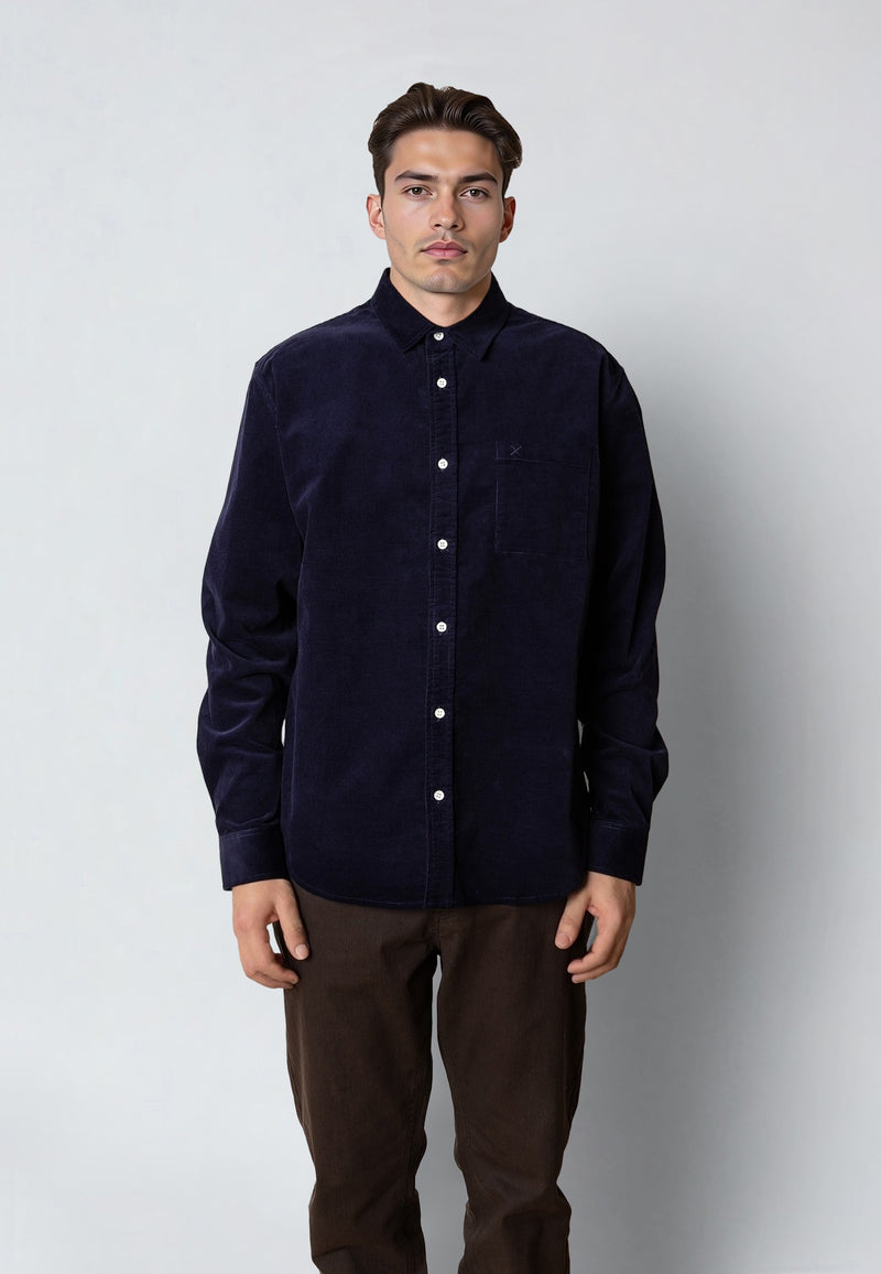 Clean Cut Copenhagen FERRIS CORUDROY SHIRT Skjorte L/S Mørk Navy