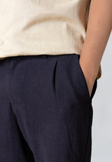 Clean Cut Copenhagen FLORENCE RELAXED COTTON/LINEN PANTS Bukser Navy