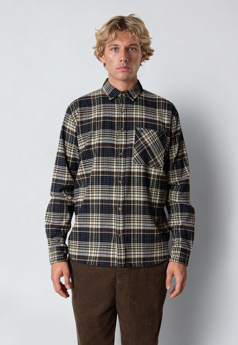 Fat Moose FOREST FLANNEL SHIRT Skjorte L/S Navy/Moss check 007
