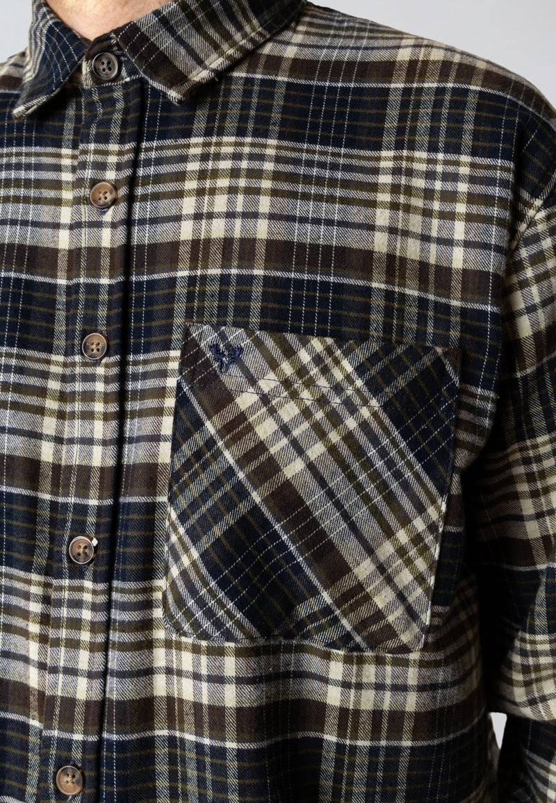 Fat Moose FOREST FLANNEL SHIRT Skjorte L/S Navy/Moss check 007