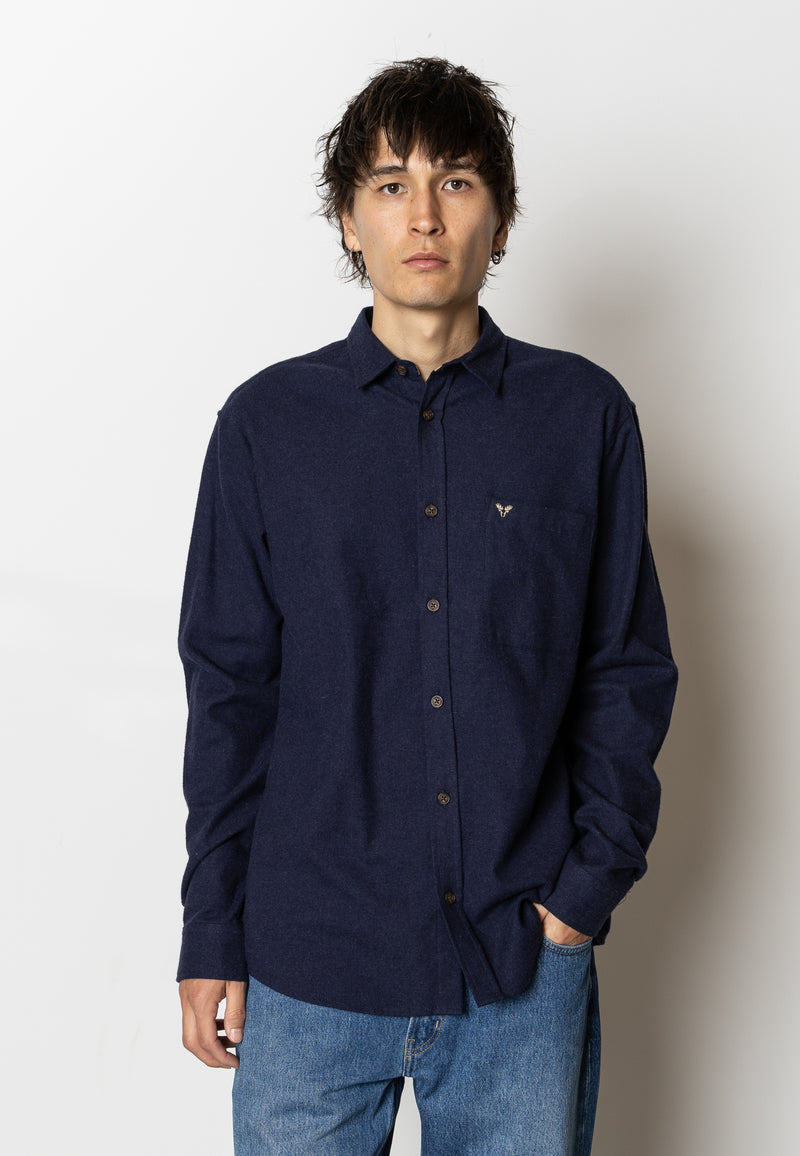 Fat Moose FRANK FLANNEL SHIRT Skjorte L/S Dark Navy Melange