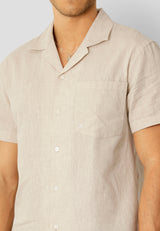 Clean Cut Copenhagen Giles cotton/linen shirt Skjorte S/S Sand Melange