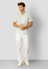 Clean Cut Copenhagen Giles cotton/linen shirt Skjorte S/S Minty/Ecru