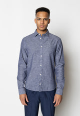 Clean Cut Copenhagen Jamie cotton/linen shirt Skjorte L/S Dark Blue Melange