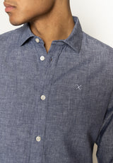 Clean Cut Copenhagen Jamie cotton/linen shirt Skjorte L/S Dark Blue Melange