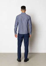 Clean Cut Copenhagen Jamie cotton/linen shirt Skjorte L/S Dark Blue Melange