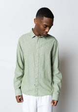 Clean Cut Copenhagen Jamie cotton/linen shirt Skjorte L/S Green Melange