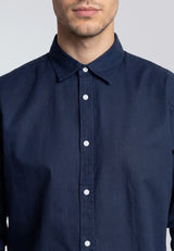 Clean Cut Copenhagen LUCA COTTON/LINEN SHIRT Skjorte L/S Navy