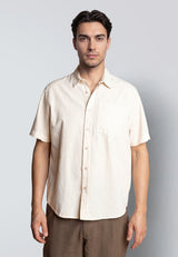 Clean Cut Copenhagen LUCA COTTON/LINEN S/S SHIRT Skjorte S/S Light beige