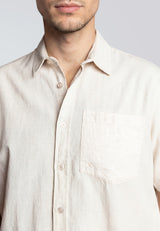 Clean Cut Copenhagen LUCA COTTON/LINEN S/S SHIRT Skjorte S/S Light beige