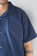 Fat Moose LUDACRIS SEERSUCKER S/S SHIRT Skjorte S/S Navy