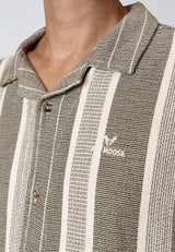Fat Moose Leo shirt Skjorte S/S Dusty Green/Off White striped
