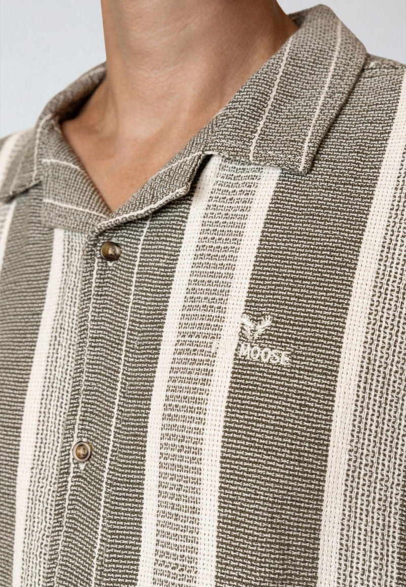 Fat Moose Leo shirt Skjorte S/S Dusty Green/Off White striped