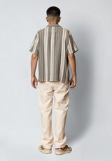 Fat Moose Leo shirt Skjorte S/S Dusty Green/Off White striped