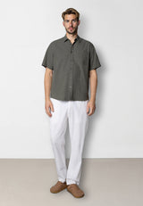 Clean Cut Copenhagen Luca cotton/linen S/S shirt Skjorte S/S Army
