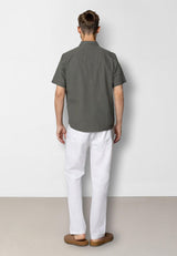 Clean Cut Copenhagen Luca cotton/linen S/S shirt Skjorte S/S Army