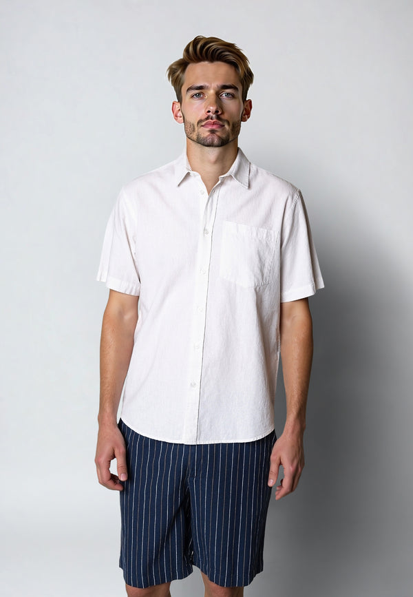 Clean Cut Copenhagen Luca cotton/linen S/S shirt Skjorte S/S Hvid