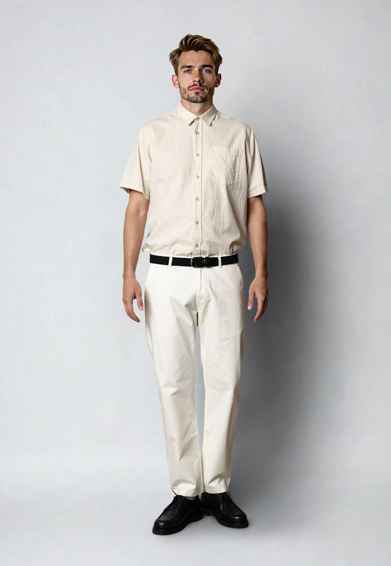 Clean Cut Copenhagen Luca cotton/linen S/S shirt Skjorte S/S Light beige