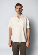 Clean Cut Copenhagen Luca cotton/linen S/S shirt Skjorte S/S Light beige